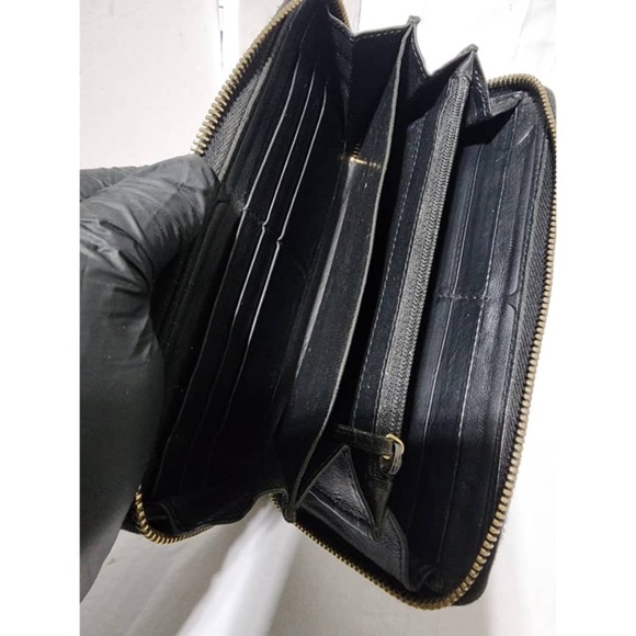 Authentic GUCCI Leather Guccissima Long Zippy Wallet Black - Picture 6 of 11